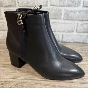 Kate Spade New York Amelie Leather Ankle Boots Black Block Heel Size 8B NEW $268